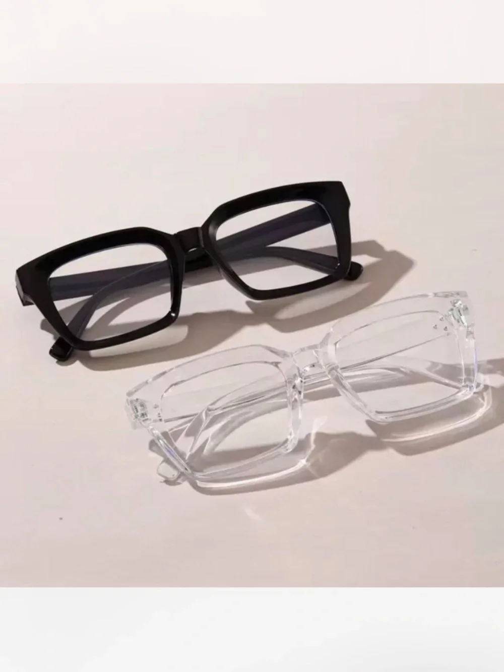 Square Frame Glasses - Black and Clear